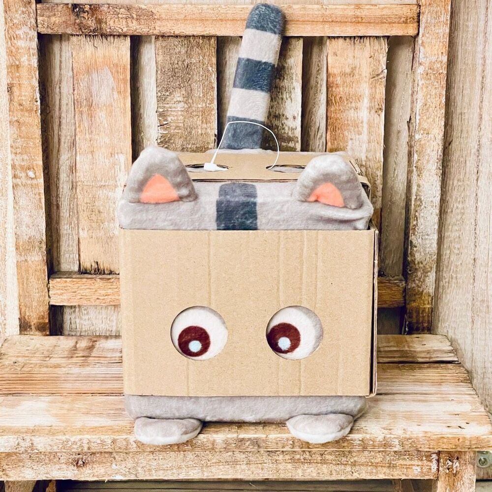 NWT Absolutely Adorable ENFU Super RARE Stuffed Plush Cat in a Box Grey 5”x5”